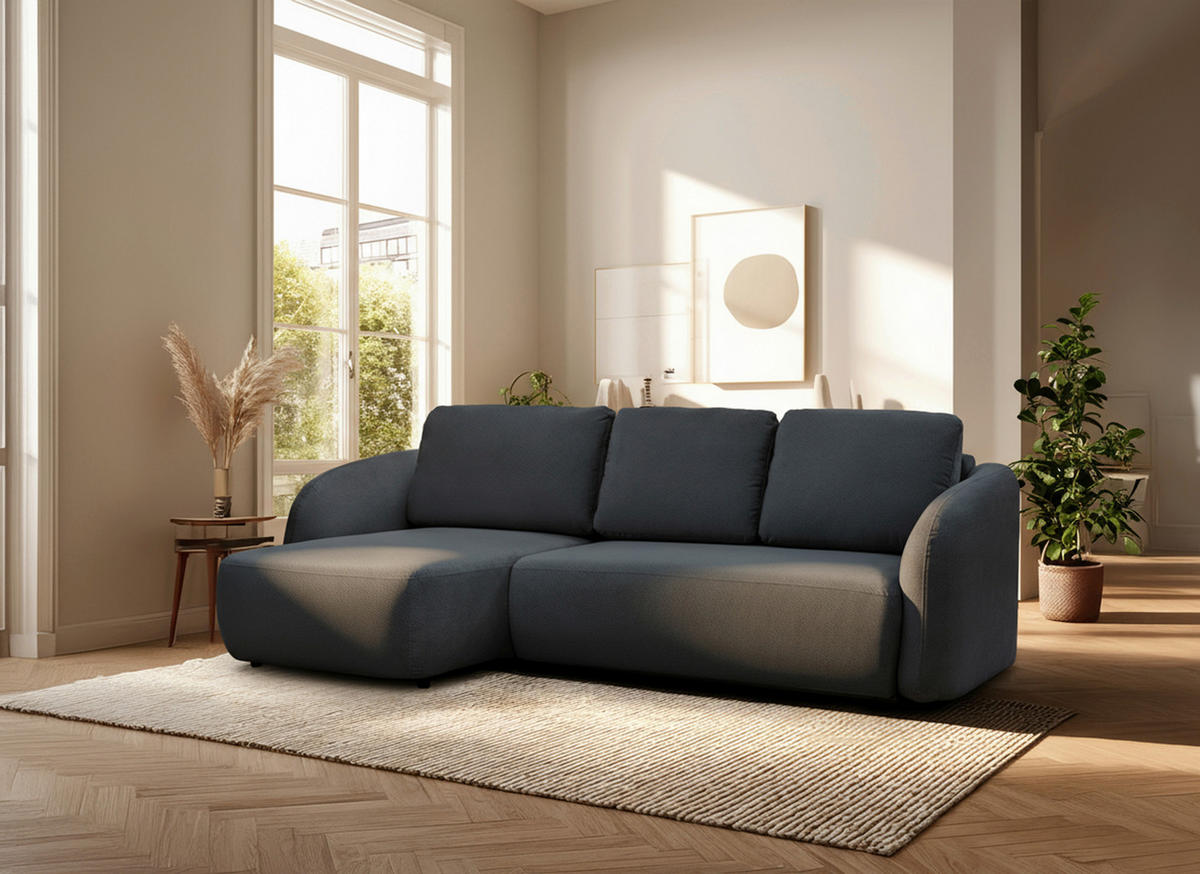 ECKSOFA PORTO Graphitfarben  - Schwarz/Graphitfarben, Design, Textil (154/270cm) - MID.YOU