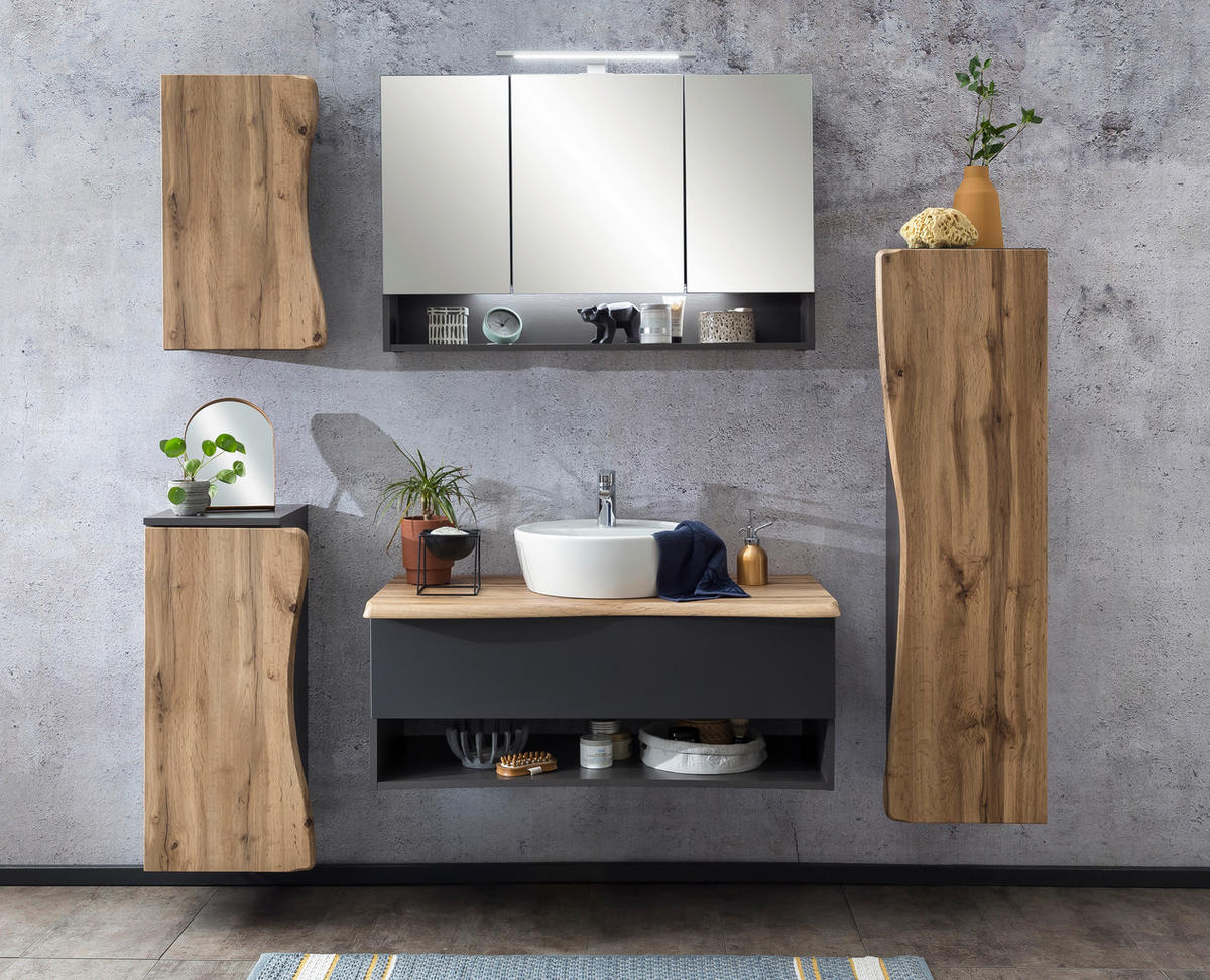 MIDISCHRANK 30/130/35 cm  - Eiche Wotan/Silberfarben, Natur, Holzwerkstoff/Kunststoff (30/130/35cm) - Xora