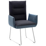 ARMLEHNSTUHL  Beinauswahl, Lederauswahl, Stoffauswahl, Typenauswahl Flachgewebe  - Blau/Edelstahlfarben, Design, Textil/Metall (59/93/59cm) - Dieter Knoll