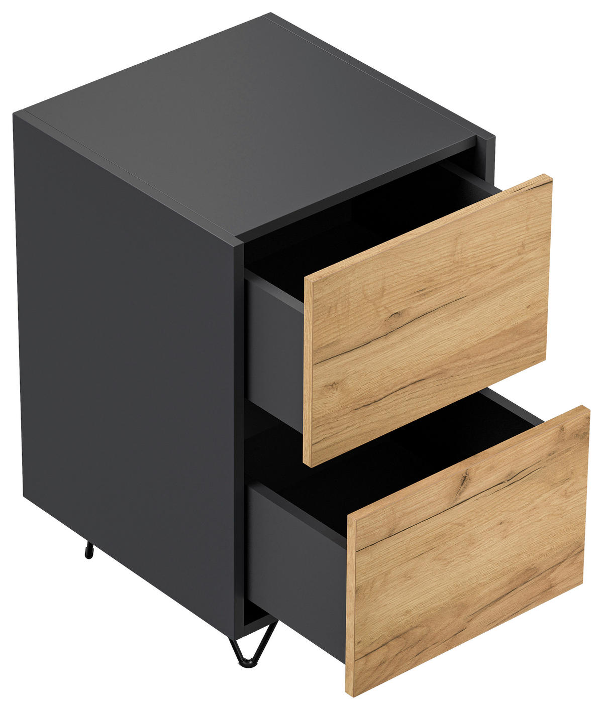 NACHTTISCH 41,2/65/42 cm  - Eichefarben/Graphitfarben, Basics, Holzwerkstoff/Metall (41,2/65/42cm) - MID.YOU