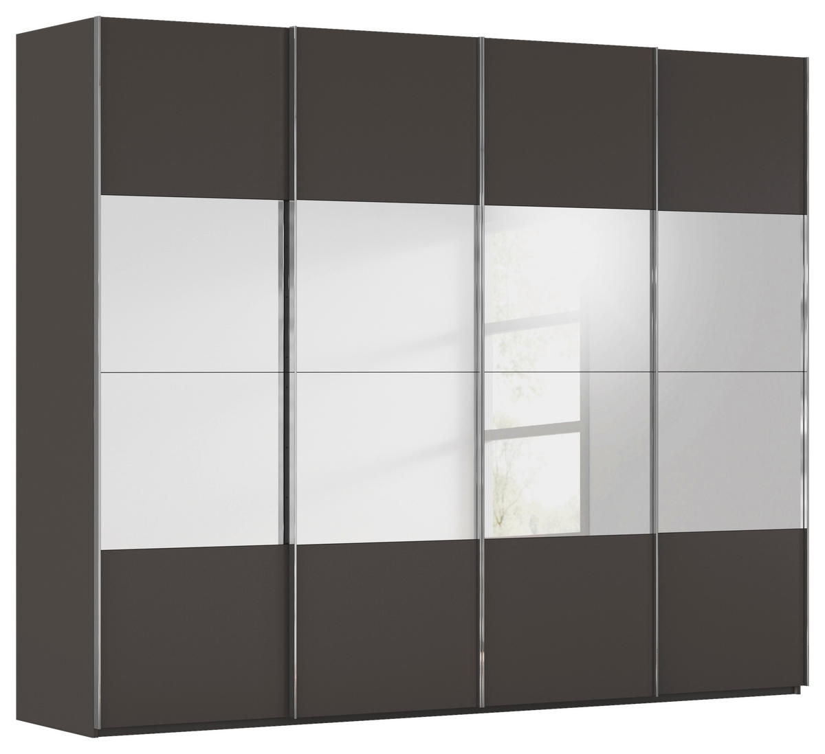 SCHWEBETÜRENSCHRANK 271/235/68 cm 4-türig Graphitfarben  - Chromfarben/Graphitfarben, Design, Holzwerkstoff/Metall (271/235/68cm) - Novel