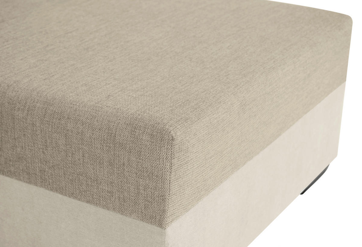 ECKSOFA Beige Flachgewebe, Struktur  - Beige/Schwarz, Design, Kunststoff/Textil (252/155cm) - Livetastic