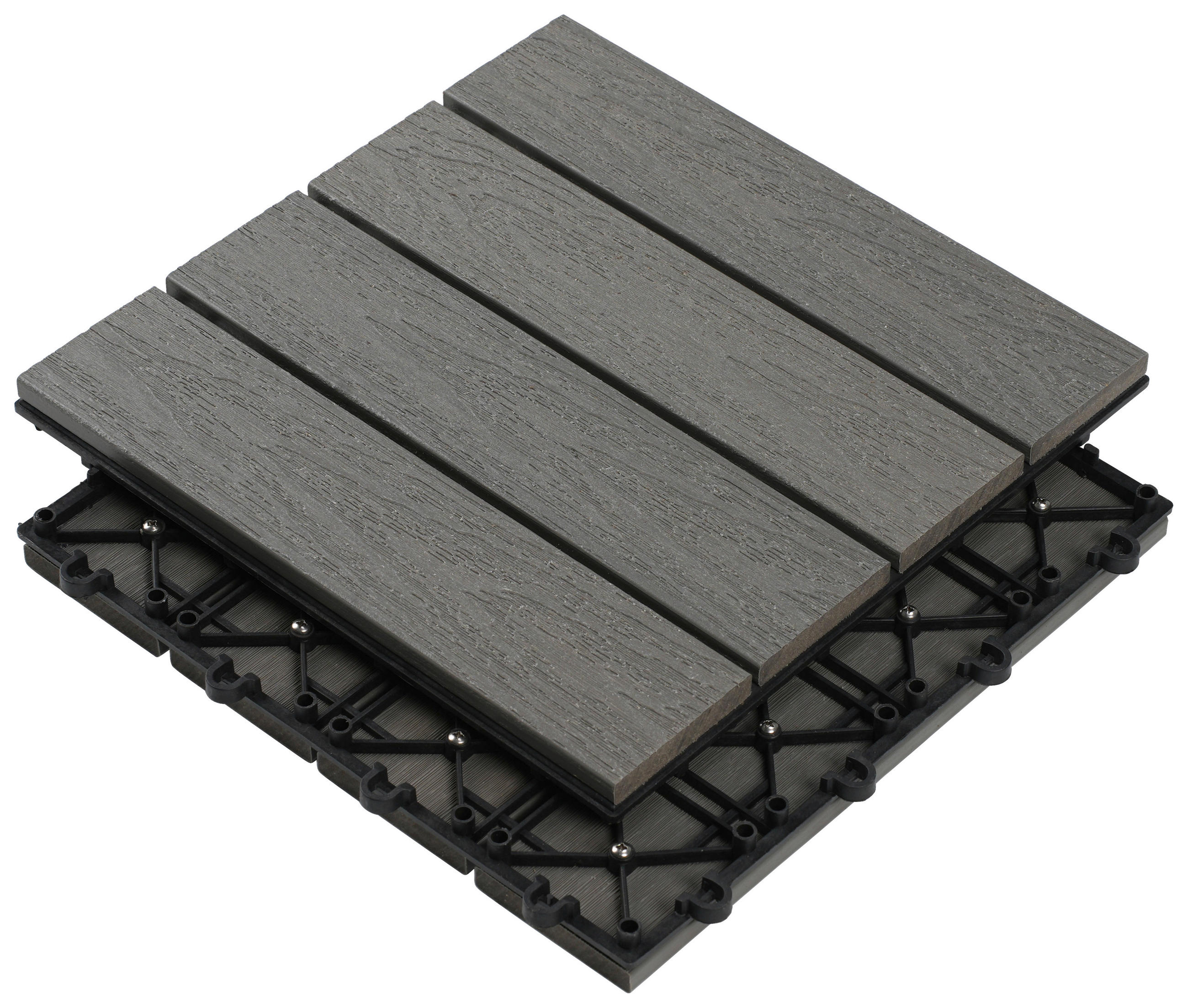 TERRASSENFLIESE Grau 11 Stück  - Grau, KONVENTIONELL, Holzwerkstoff (30/30/2,4cm) - Ambia Garden