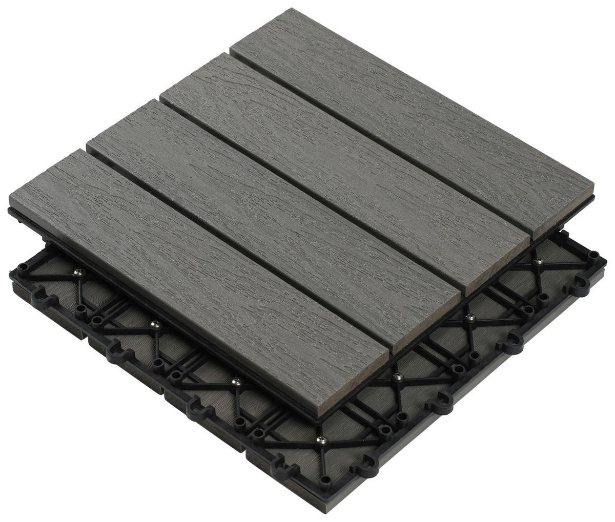 TERRASSENFLIESE 11 Stück  - Grau, KONVENTIONELL, Holzwerkstoff (30/30/2,4cm) - Ambia Garden