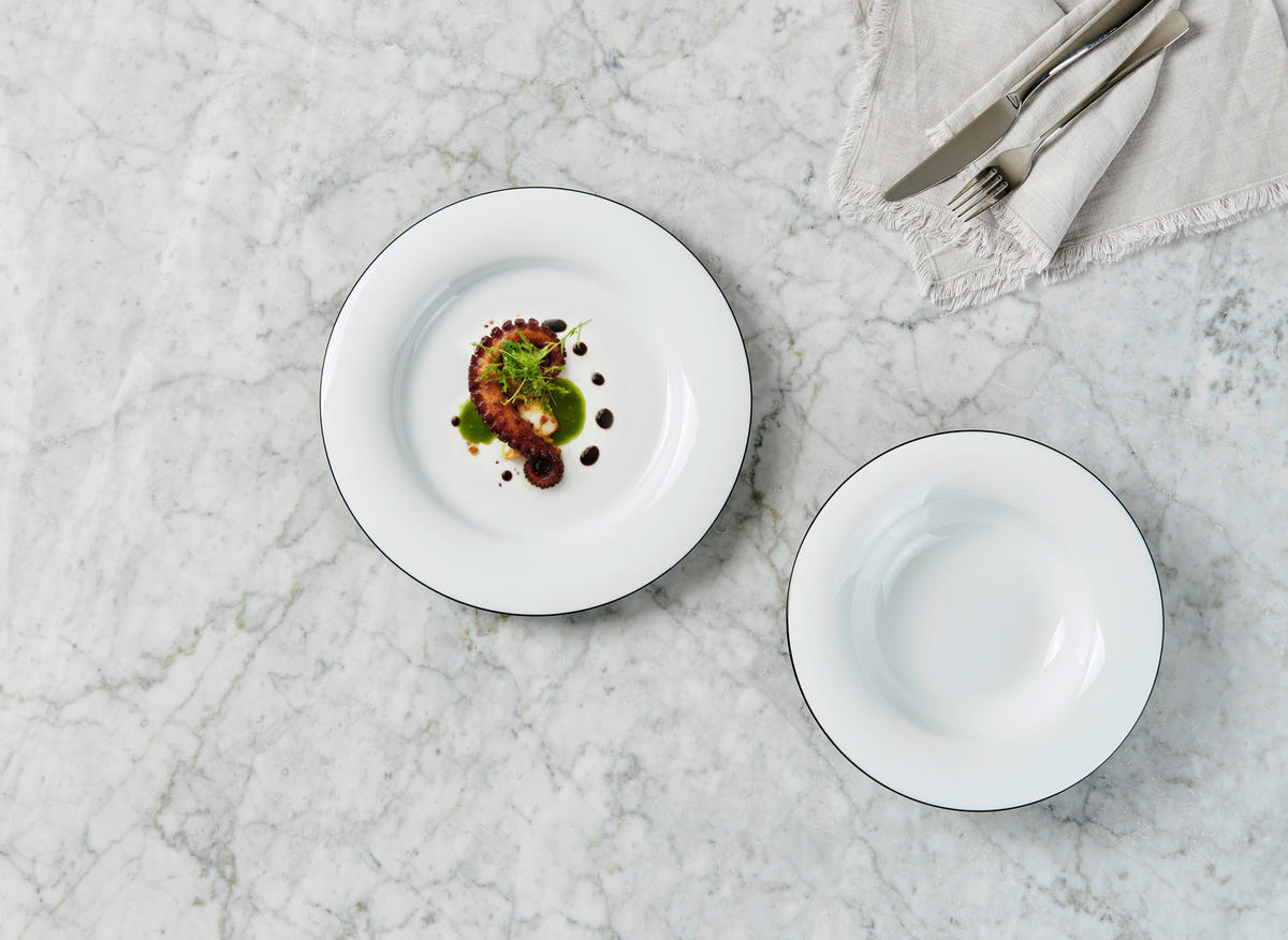 Serviciu De Masă 8 piese  - alb/negru, Basics, ceramică - Novel