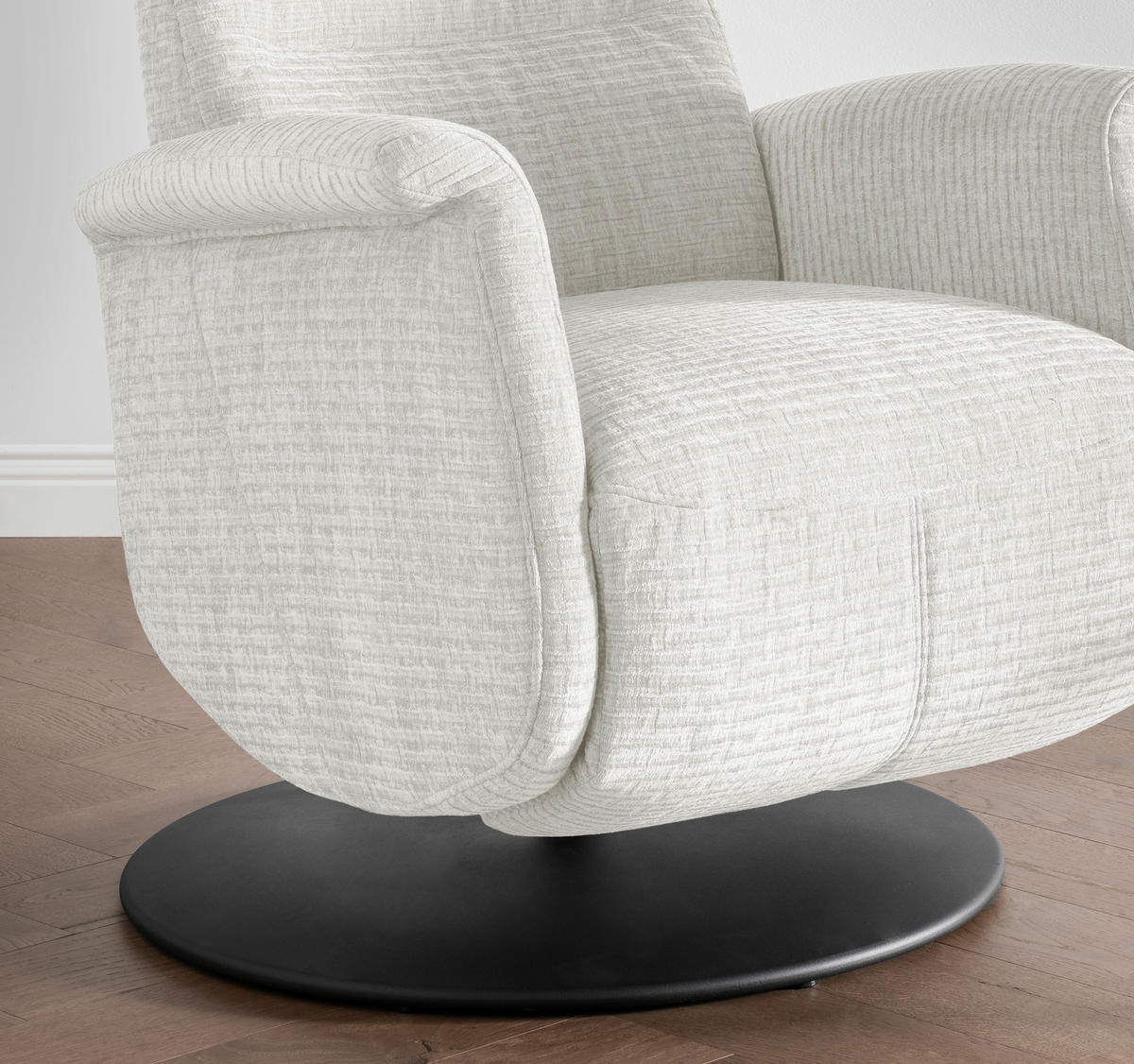 RELAXSESSEL in Textil Weiss  - Weiss/Schwarz, Modern, Textil/Metall (72/118/85-165cm) - Livetastic