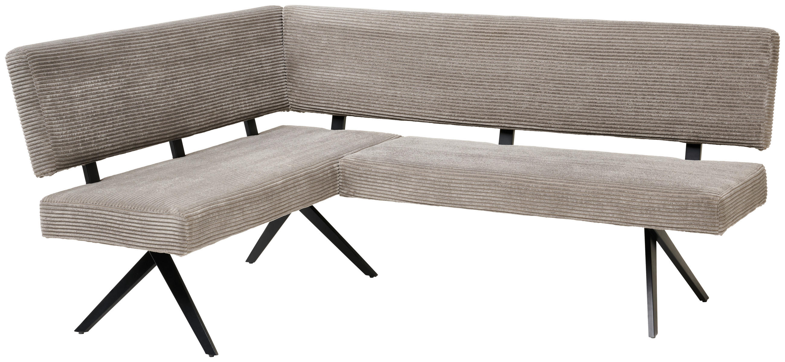 ECKBANK 150/190 cm Cord Grau   - Schwarz/Grau, KONVENTIONELL, Textil/Metall (150/190cm) - Livetastic