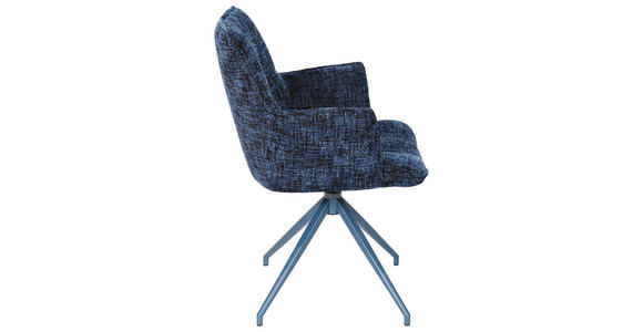 ARMLEHNSTUHL in Eisen Chenille - Blau, LIFESTYLE, Textil/Metall (59,5/90,5/62,5cm) - Novel