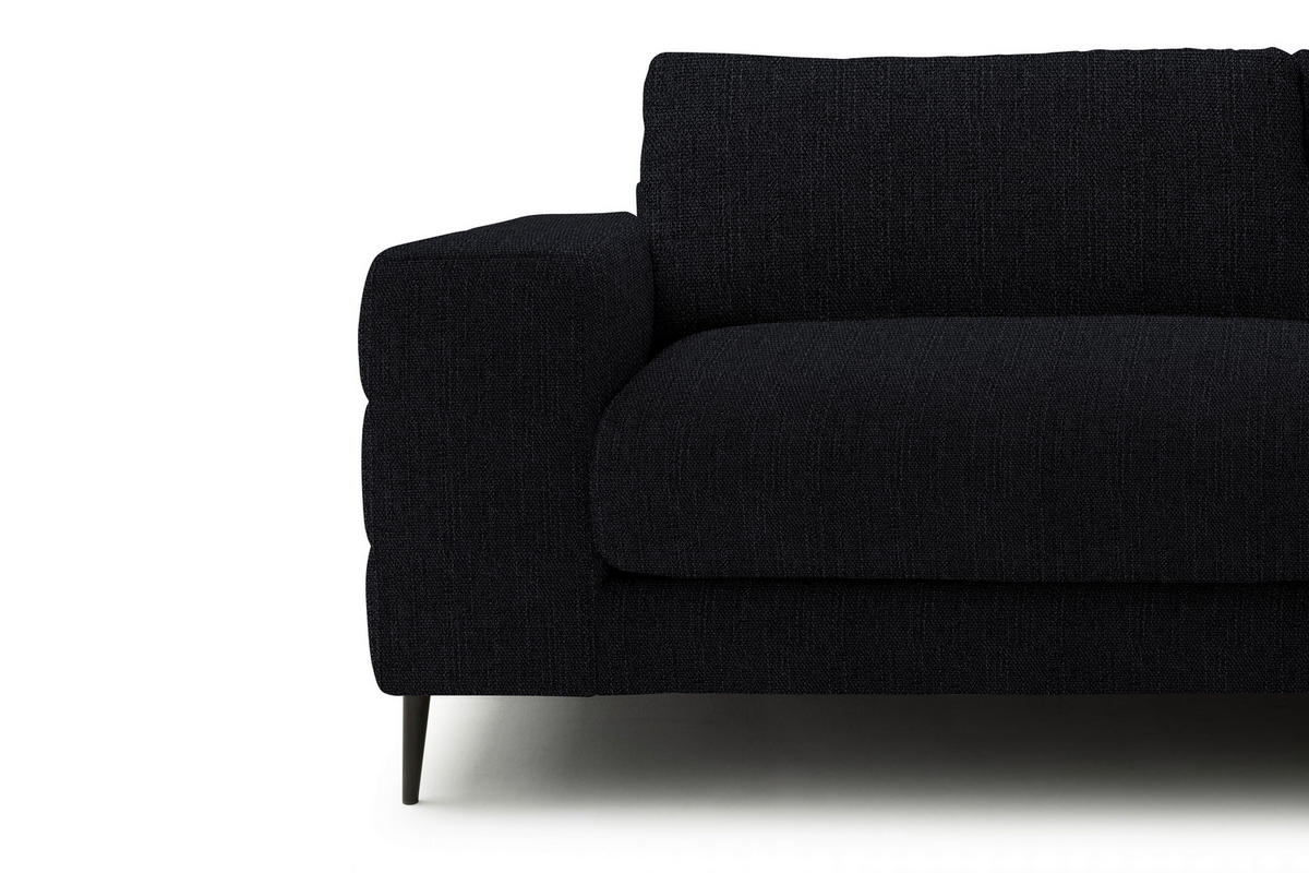 ECKSOFA in Flachgewebe Schwarz  - Schwarz, Design, Textil/Metall (253/177cm) - Dieter Knoll