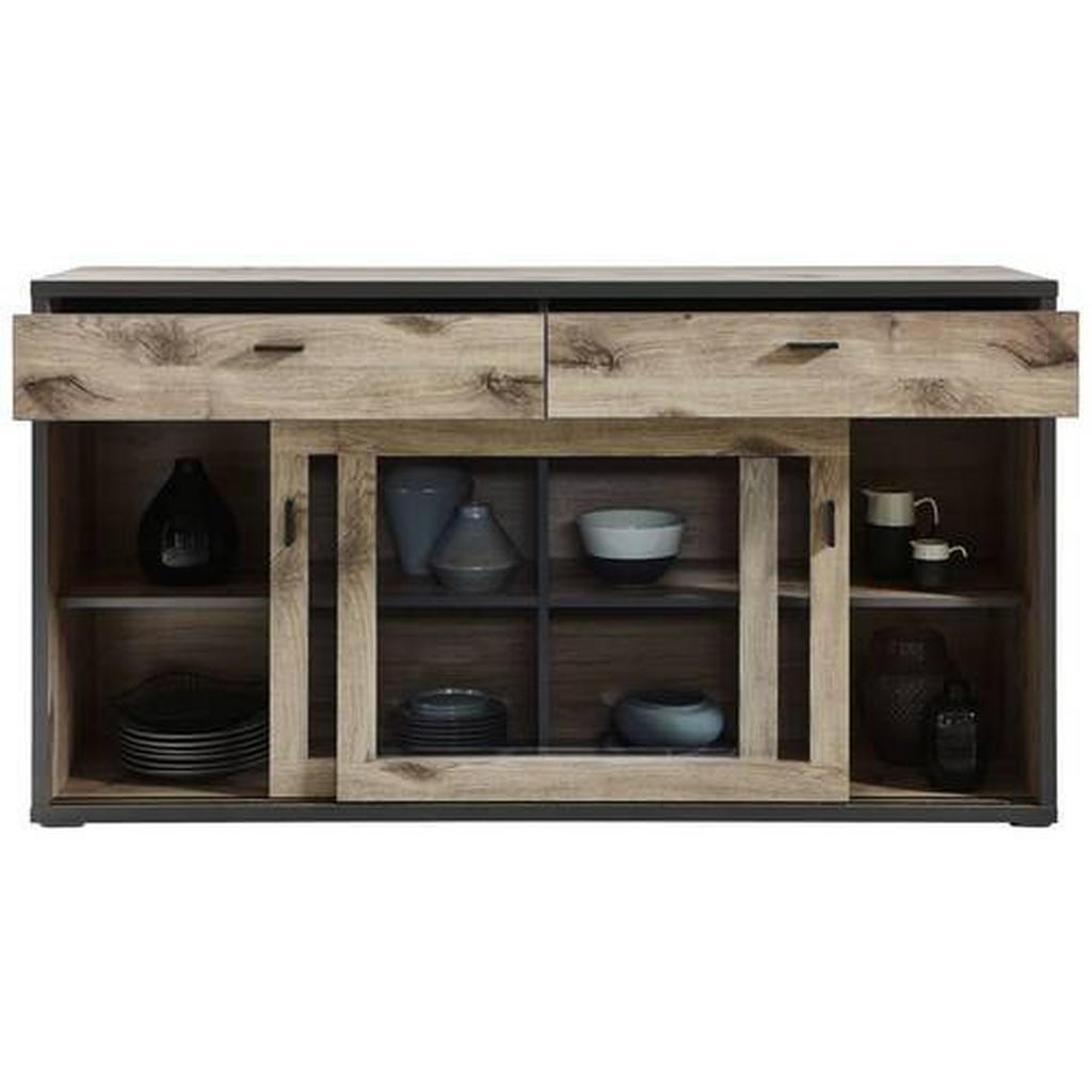 Thumbnail - Modante Sideboard, Eiche, Dunkelgrau, Holzwerkstoff, 2 Fächer, 2 Schubladen, 171x90.9x43.8 cm, Beimöbel erhältlich, steh...