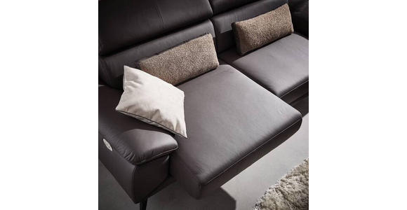 3-SITZER-SOFA Echtleder Braun  - Schwarz/Braun, Design, Leder/Textil (233/86-103/104cm) - Novel