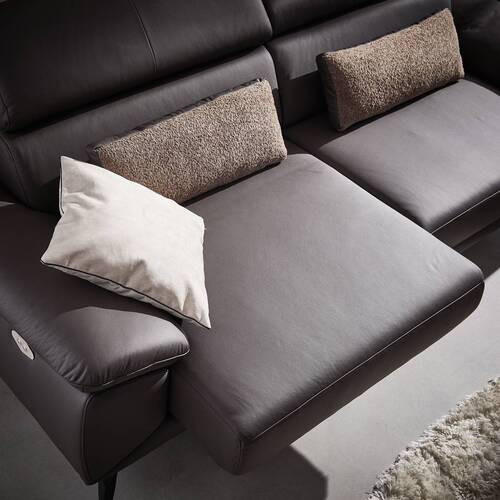 Thumbnail - Novel 3-Sitzer-Sofa, Braun, Textil, Leder, Echtleder, 233x86-103x104 cm, Lederauswahl, Stoffauswahl, Hocker erhältlich, ...