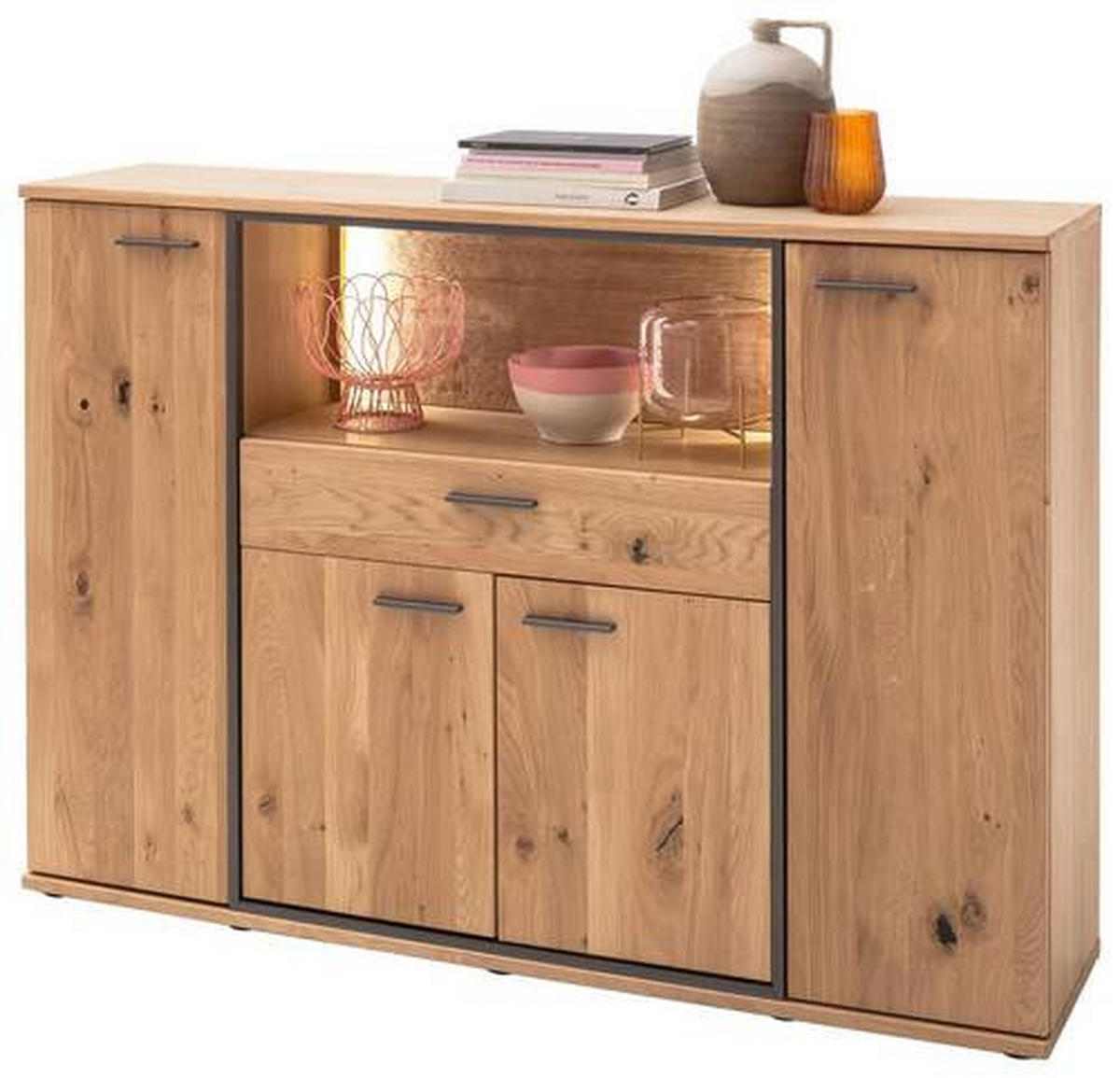 SIDEBOARD Anthrazit, Eichefarben  165/115/37 cm  - Eichefarben/Anthrazit, Konventionell, Holz/Holzwerkstoff (165/115/37cm) - Landscape