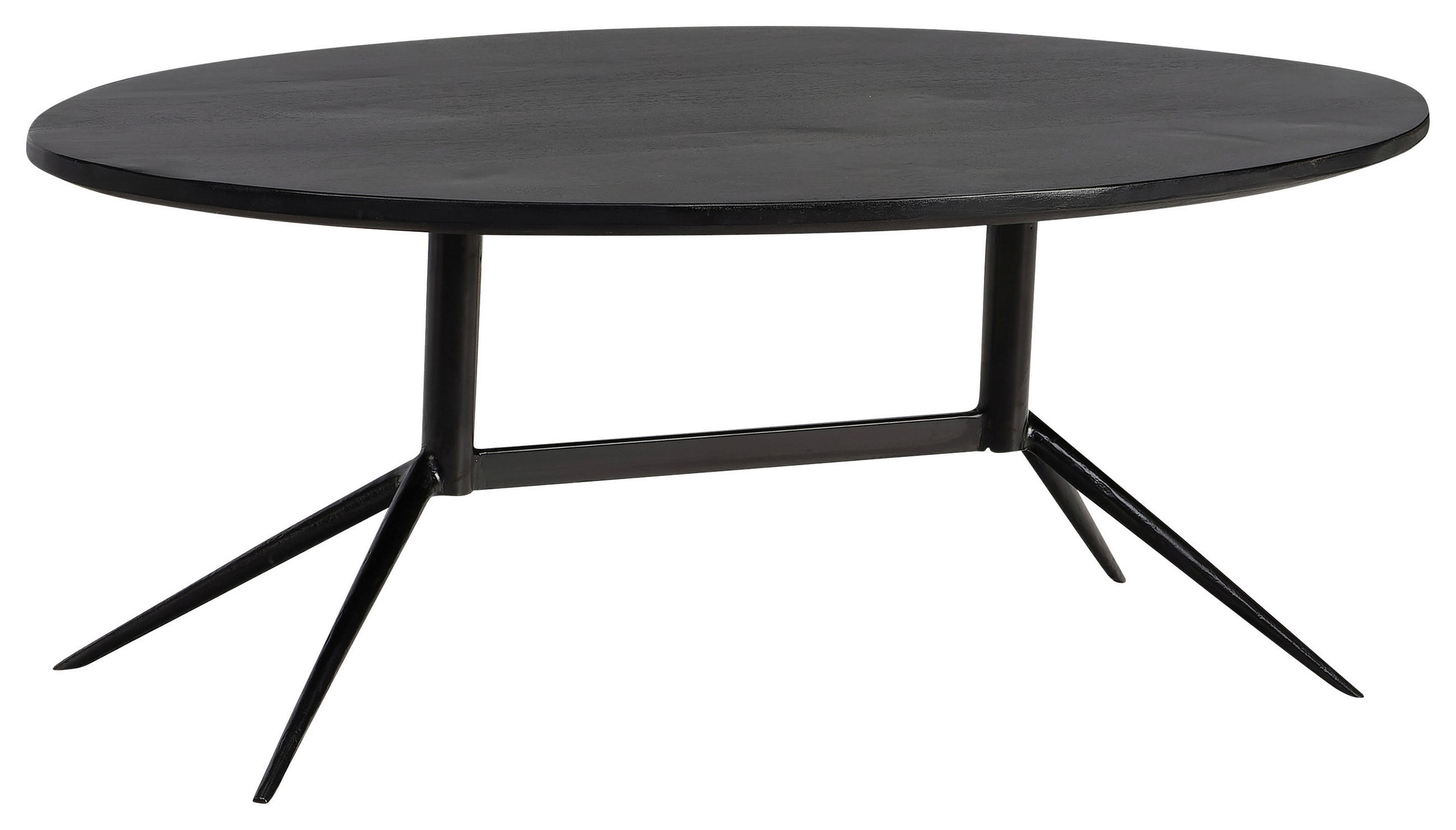 COUCHTISCH Mangoholz massiv 90/50/35 cm oval Schwarz  - Schwarz, Design, Holz/Metall (90/50/35cm) - MID.YOU