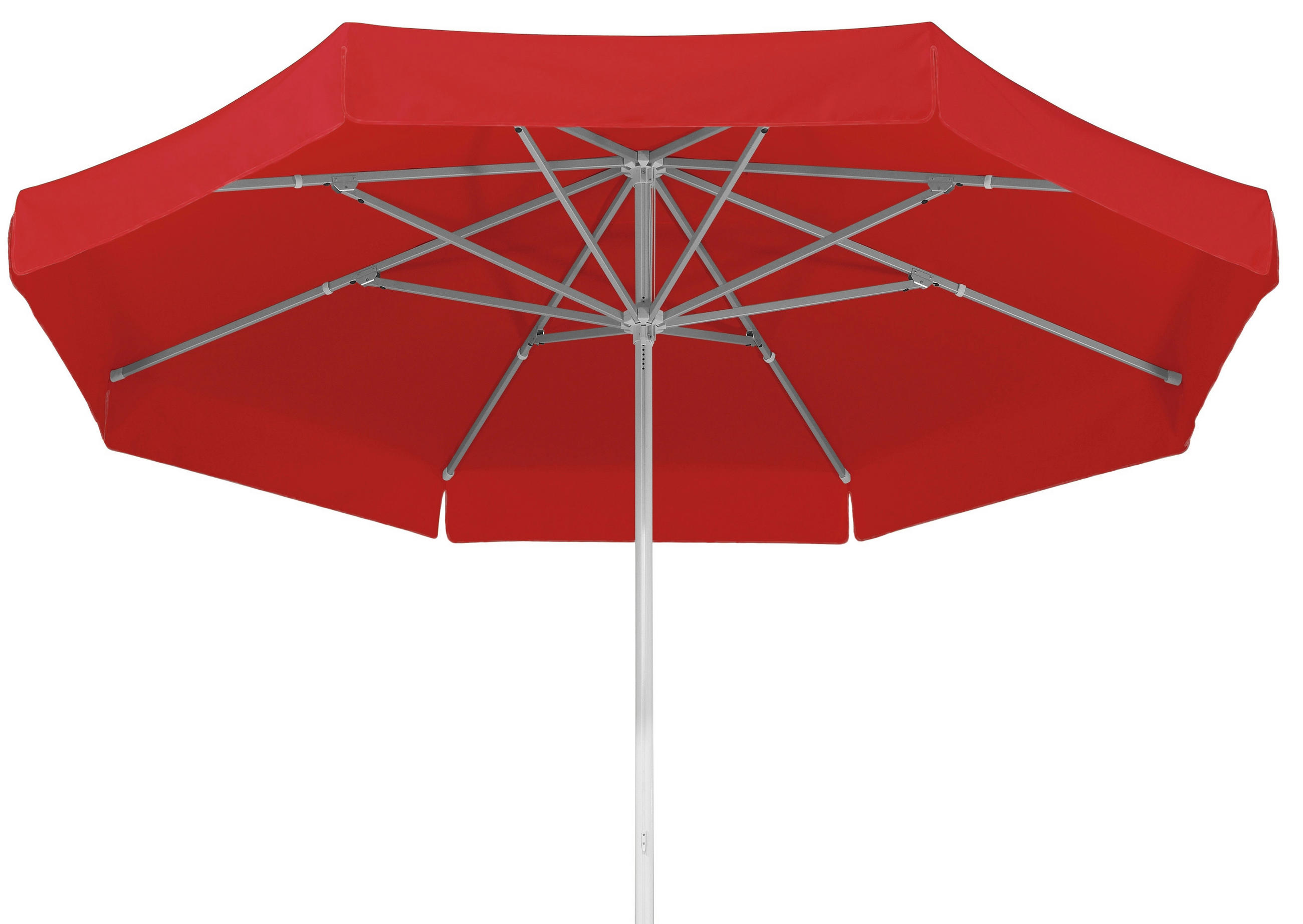 SLUNEČNÍK 300 cm - barvy stříbra/červená, Basics, kov/textil (300cm) - Schneider