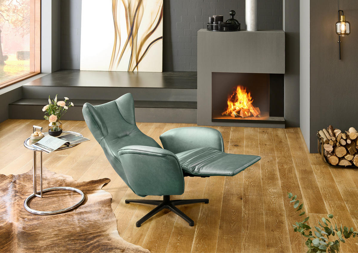 RELAXSESSEL Leder Opal  - Opal/Schwarz, Design, Leder/Metall (75/106/86cm) - Valdera