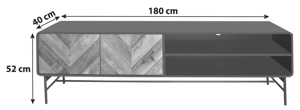 LOWBOARD  in 180/52/40 cm  - Eichefarben/Schwarz, MODERN, Holzwerkstoff/Metall (180/52/40cm) - MID.YOU