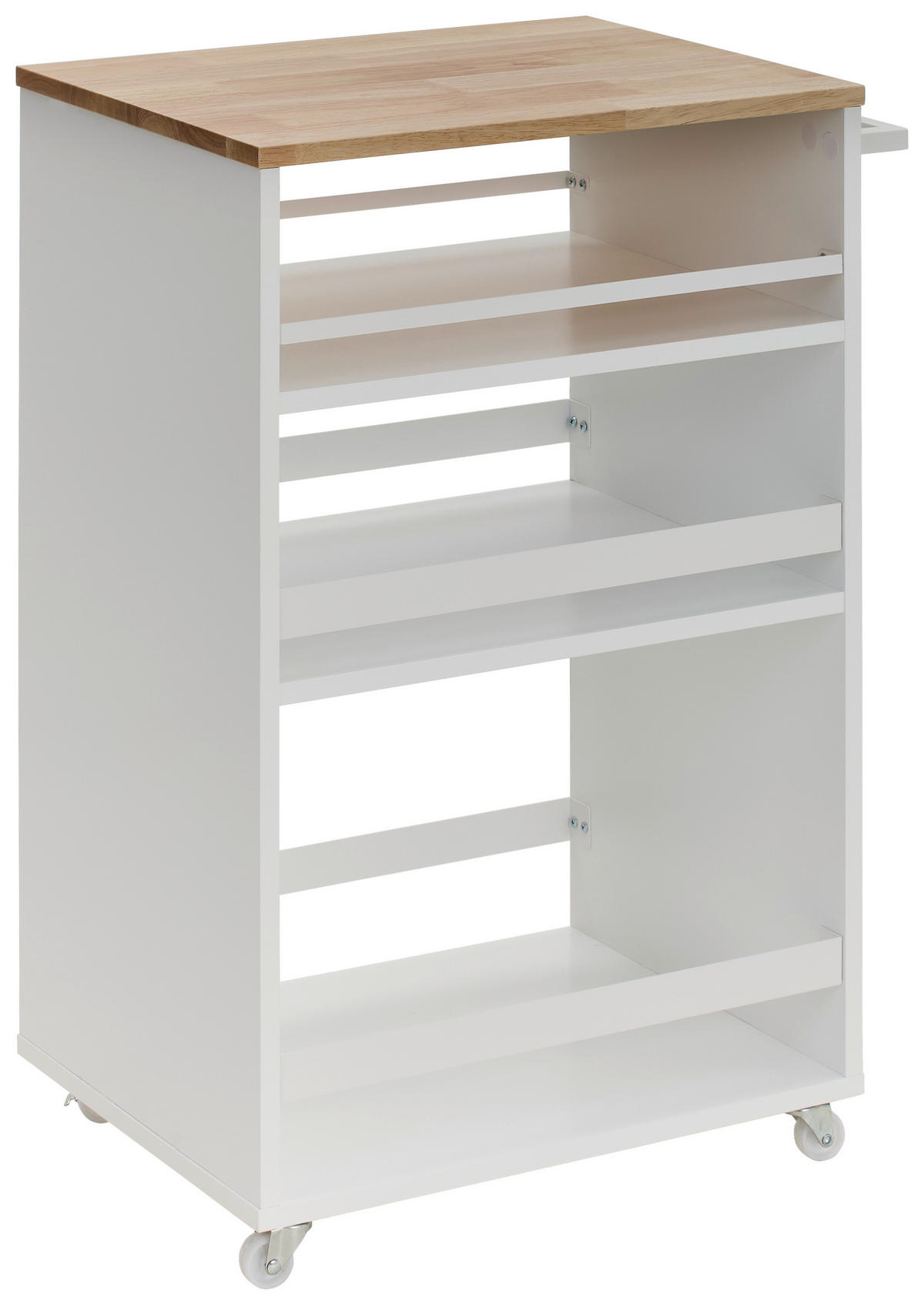 SERVIERWAGEN Kautschukholz massiv Naturfarben, Weiß  - Weiß/Naturfarben, Design, Holz/Holzwerkstoff (50/78/38cm) - MID.YOU