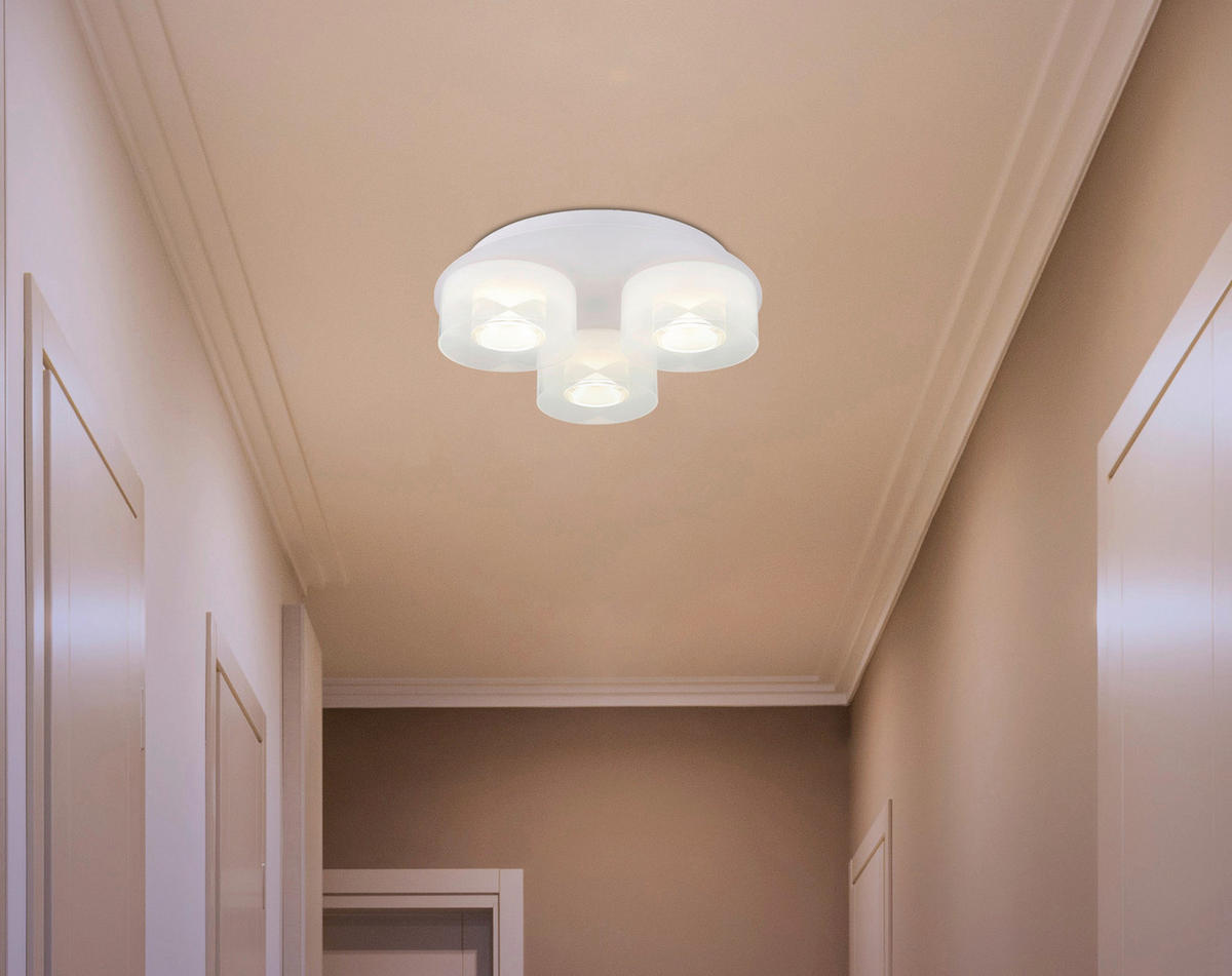 DECKENLEUCHTE 18 W  38/11,5 cm    - Weiss/Opal, Design, Glas/Kunststoff (38/11,5cm) - Collet's Monde