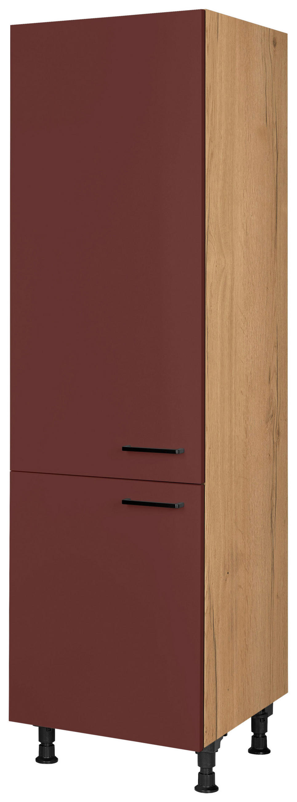Nobilia Geräteumbauschrank Easytouch Rot, Eiche 60x216.6x58 cm