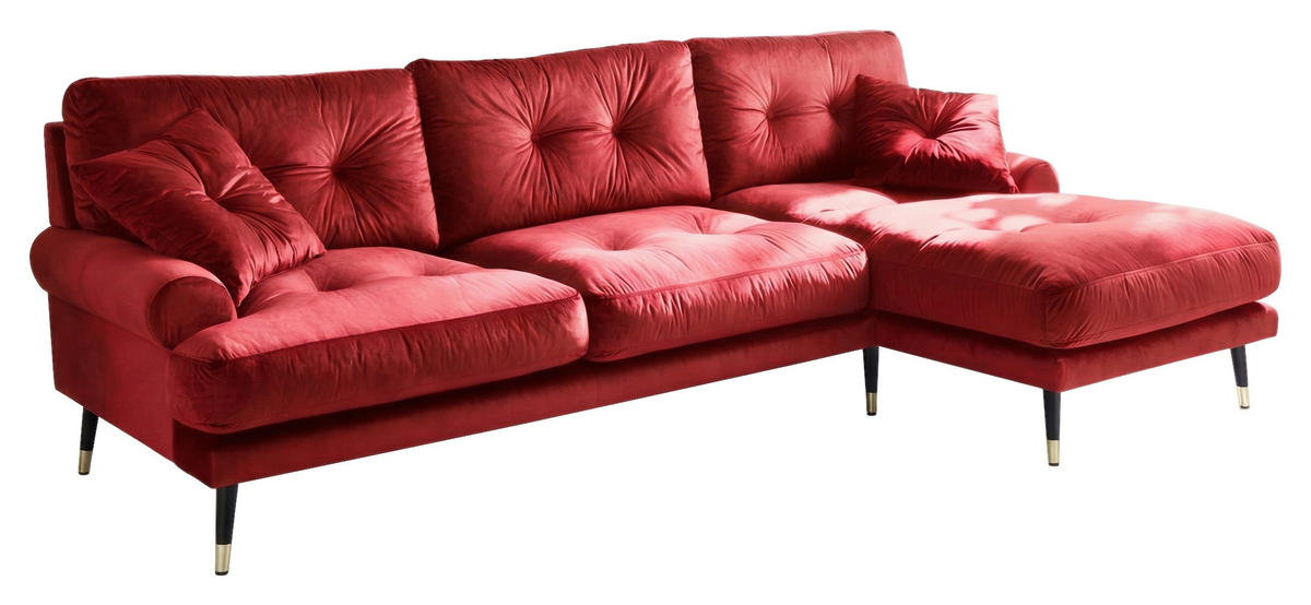 ECKSOFA Eckteil  TOKIO-2S.REC Dunkelrot Samt  - Dunkelrot, MODERN, Holz/Textil (275/157cm) - MID.YOU