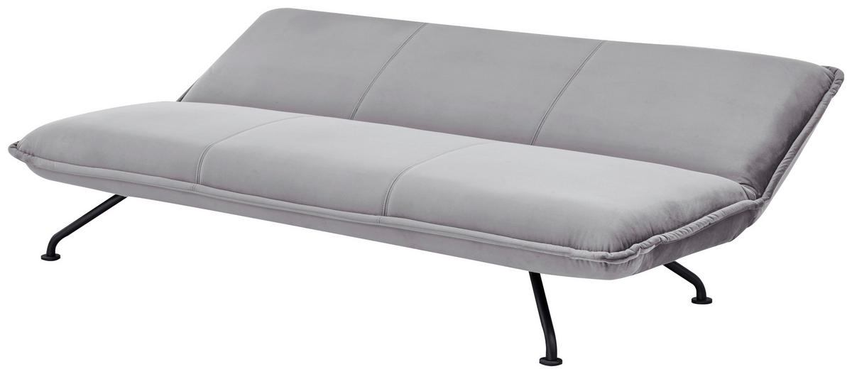 SCHLAFSOFA in Velours Grau  - Schwarz/Grau, MODERN, Textil/Metall (190/75/89cm) - MID.YOU