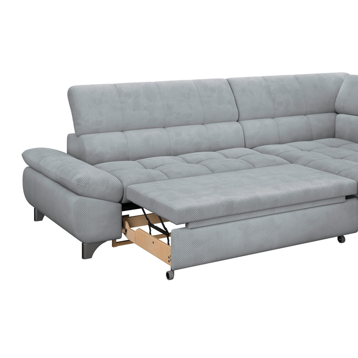 ECKSOFA Grau Chenille  - Chromfarben/Grau, KONVENTIONELL, Textil/Metall (312/234cm) - Livetastic