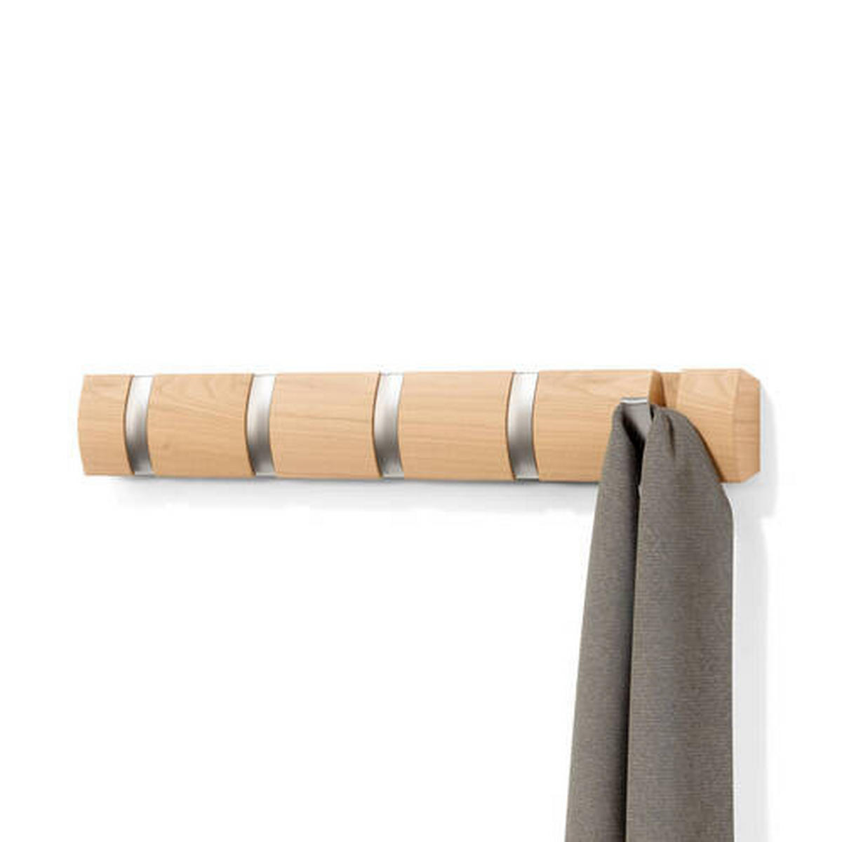WANDGARDEROBE  in Esche Naturfarben, Nickelfarben  - Naturfarben/Nickelfarben, Basics, Holz/Metall (51/6/3cm) - Umbra