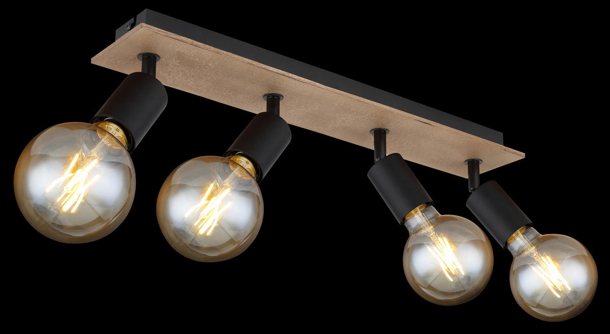STRAHLER - Schwarz/Braun, Natur, Holz/Metall (49/9/11cm) - Globo