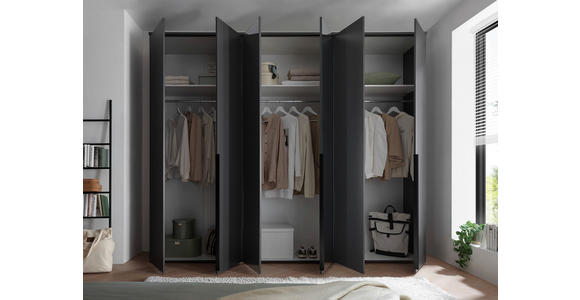 DREHTÜRENSCHRANK in Graphitfarben - Schwarz/Graphitfarben, MODERN, Glas/Holzwerkstoff (270/225/52cm) - Carryhome