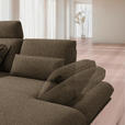 ECKSOFA  in Flachgewebe Dunkelbraun Rücken echt, Armteilverstellung, Relaxfunktion  234/155 cm  - Dunkelbraun/Schwarz, Design, Textil/Metall (234/155cm) - Dieter Knoll