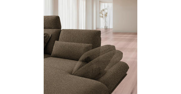 ECKSOFA  in Flachgewebe Dunkelbraun Rücken echt, Armteilverstellung, Relaxfunktion  234/155 cm  - Dunkelbraun/Schwarz, Design, Textil/Metall (234/155cm) - Dieter Knoll