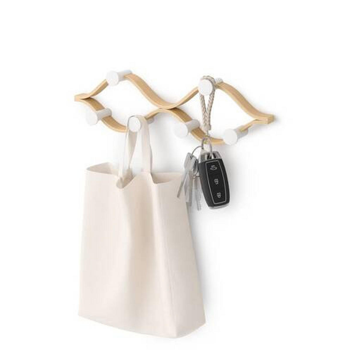 STENSKI OBEŠALNIK - bela/barve bukve, Konvencionalno, umetna masa/les (43/13/6cm) - Umbra