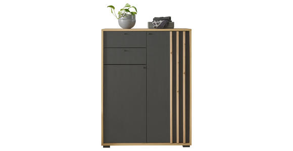 SCHUHSCHRANK 80/105/38 cm - Schwarz/Eiche Artisan, Design, Holzwerkstoff/Kunststoff (80/105/38cm) - Carryhome