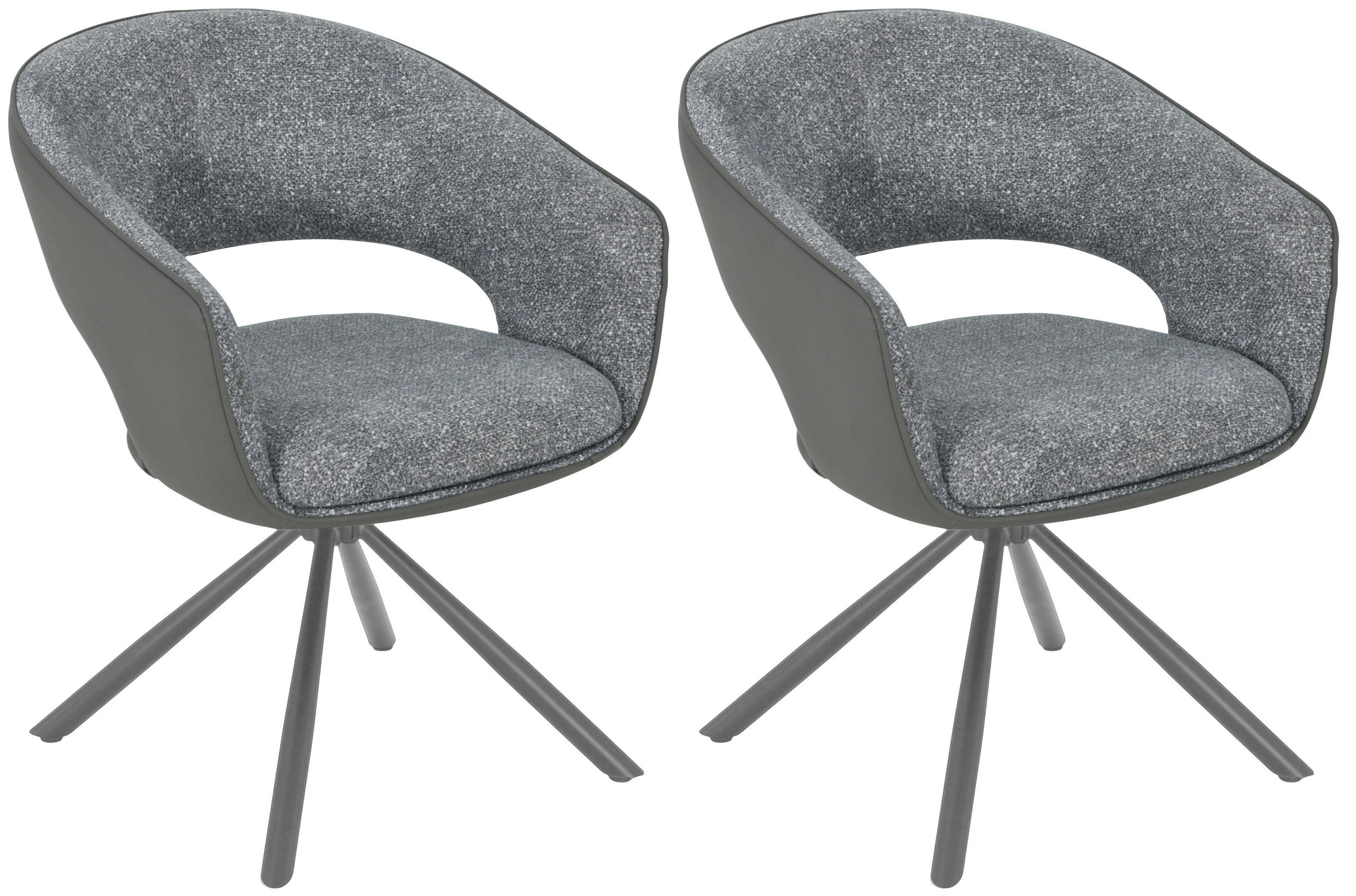 Armlehnstuhl Alva Leinenoptik Grau, B: 58 Cm