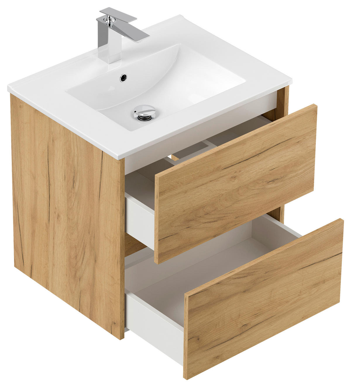 WASCHTISCHKOMBI 60 cm  - Eichefarben/Weiß, MODERN, Keramik/Holzwerkstoff (60cm) - MID.YOU