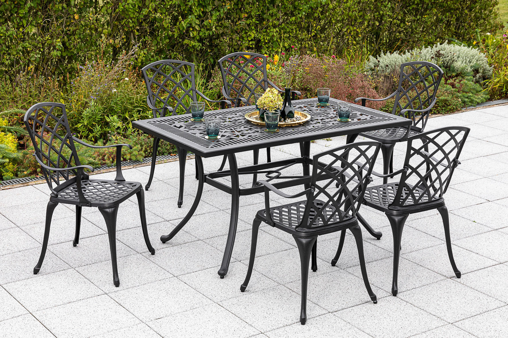 GARTENTISCH 140/80/73 cm Metall rechteckig  - Schwarz, KONVENTIONELL, Metall (140/80/73cm) - Gardenson