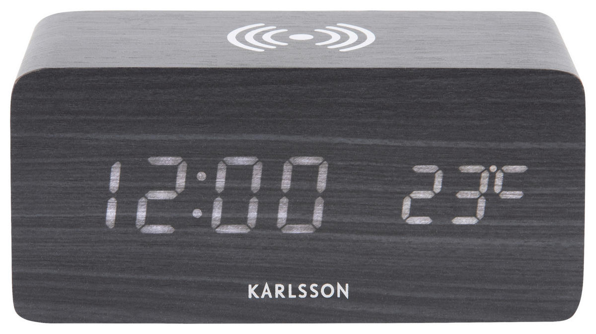 WECKER 15/7,1/7,4 cm   - Schwarz, Basics, Holzwerkstoff (15/7,1/7,4cm) - Karlsson