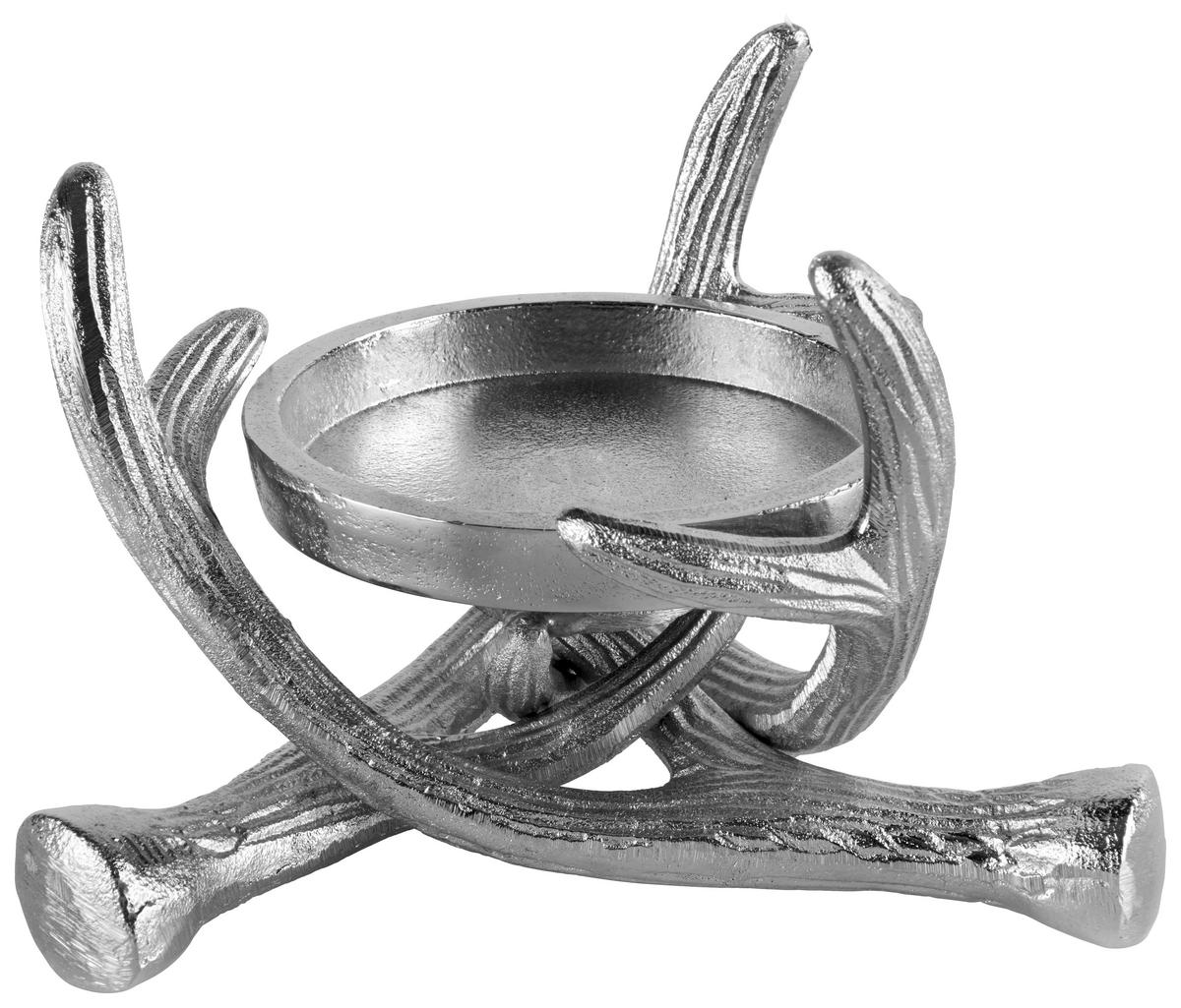 KERZENHALTER - Silberfarben, Basics, Metall (17/17/13cm) - Ambia Home