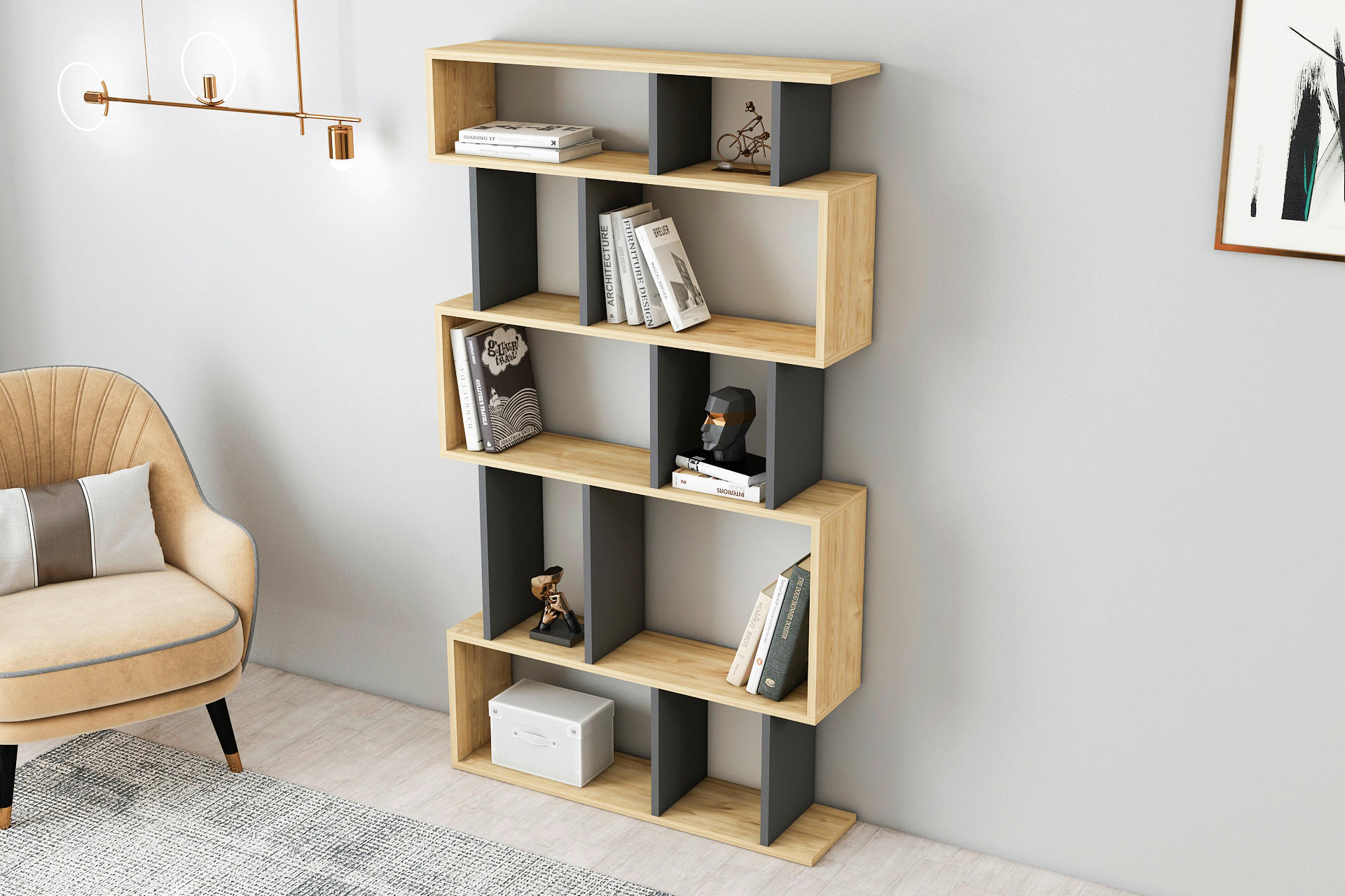 WANDREGAL Anthrazit  - Anthrazit, Design, Holzwerkstoff (90/160/22cm) - Livetastic
