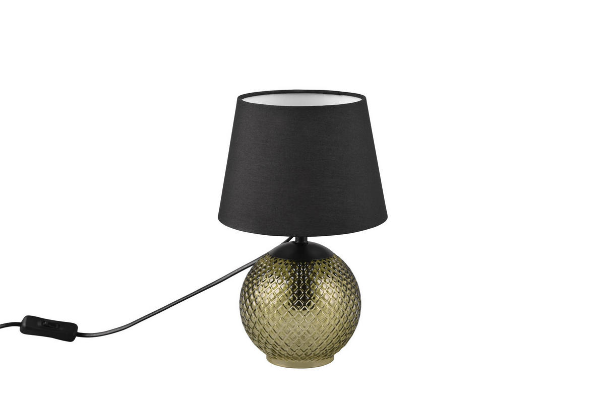 STONA LAMPA - zelena/crna, Osnovno, staklo/tekstil (18/29cm) - Novel