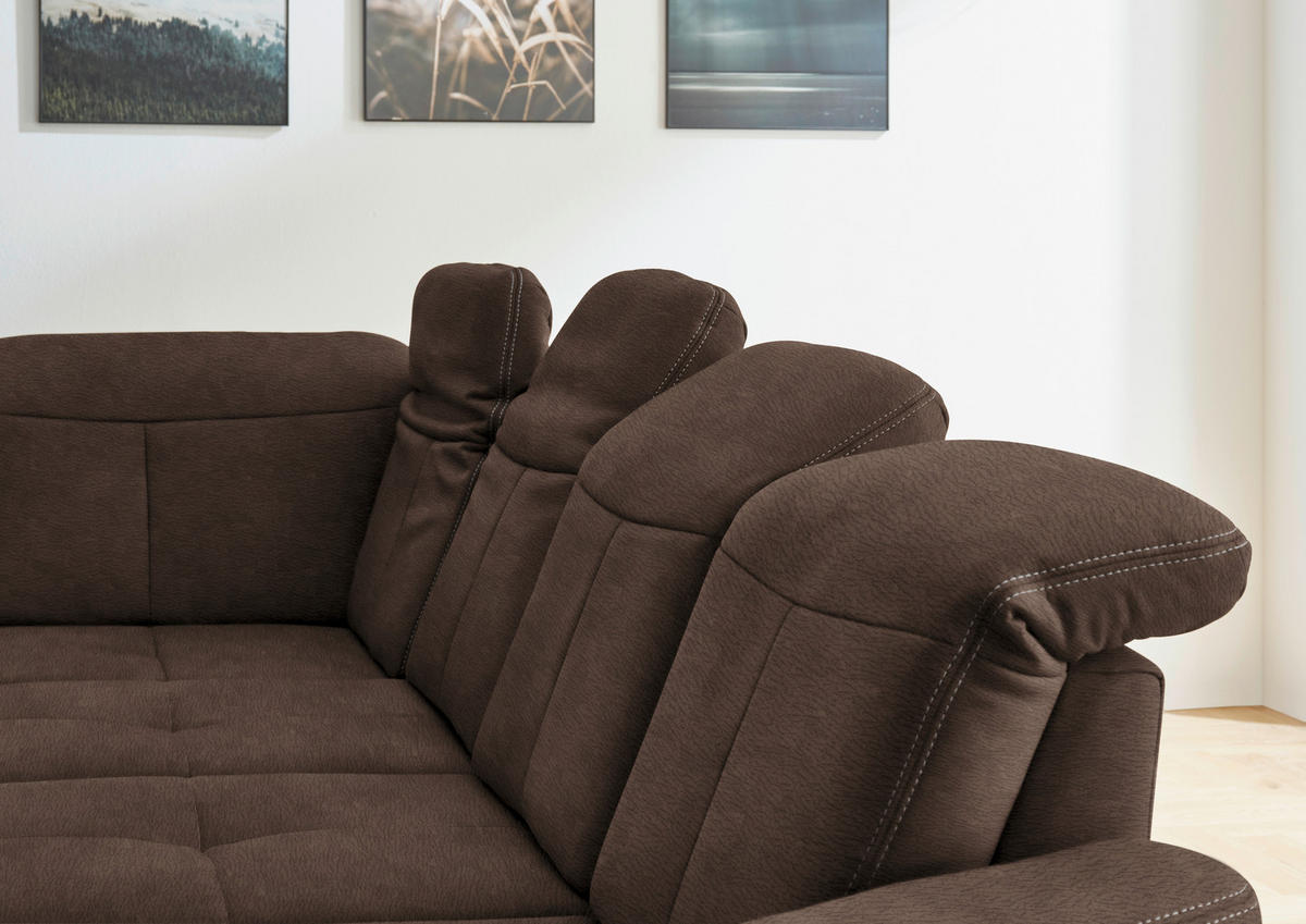 WOHNLANDSCHAFT in Mikrofaser Braun  - Wildeiche/Beige, KONVENTIONELL, Holz/Textil (243/343/185cm) - Voleo