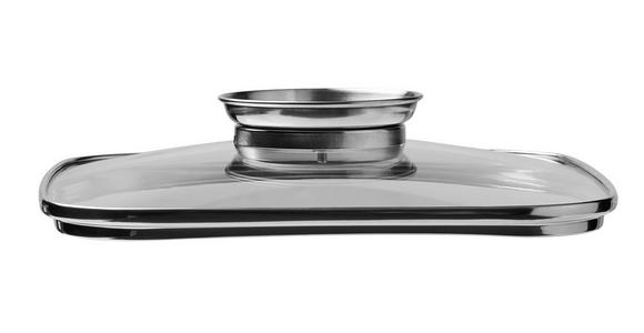SERVIERPFANNE Greblon®-Antihaftbeschichtung - Klar/Edelstahlfarben, Basics, Glas/Metall (24/24/10,5cm) - Homeware Profession.