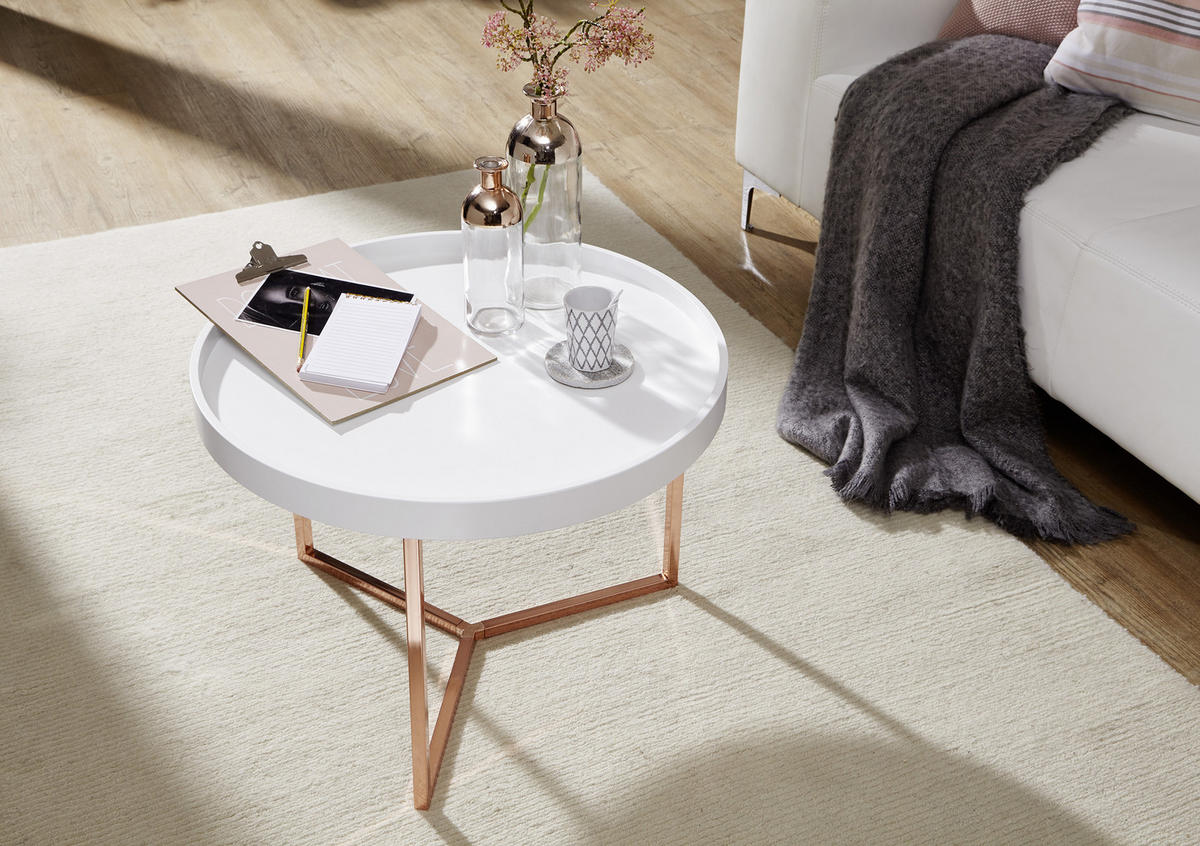COUCHTISCH in Holz, Holzwerkstoff 58,5/58,5/42 cm  - Weiss/Kupferfarben, Design, Holz/Holzwerkstoff (58,5/58,5/42cm) - MID.YOU