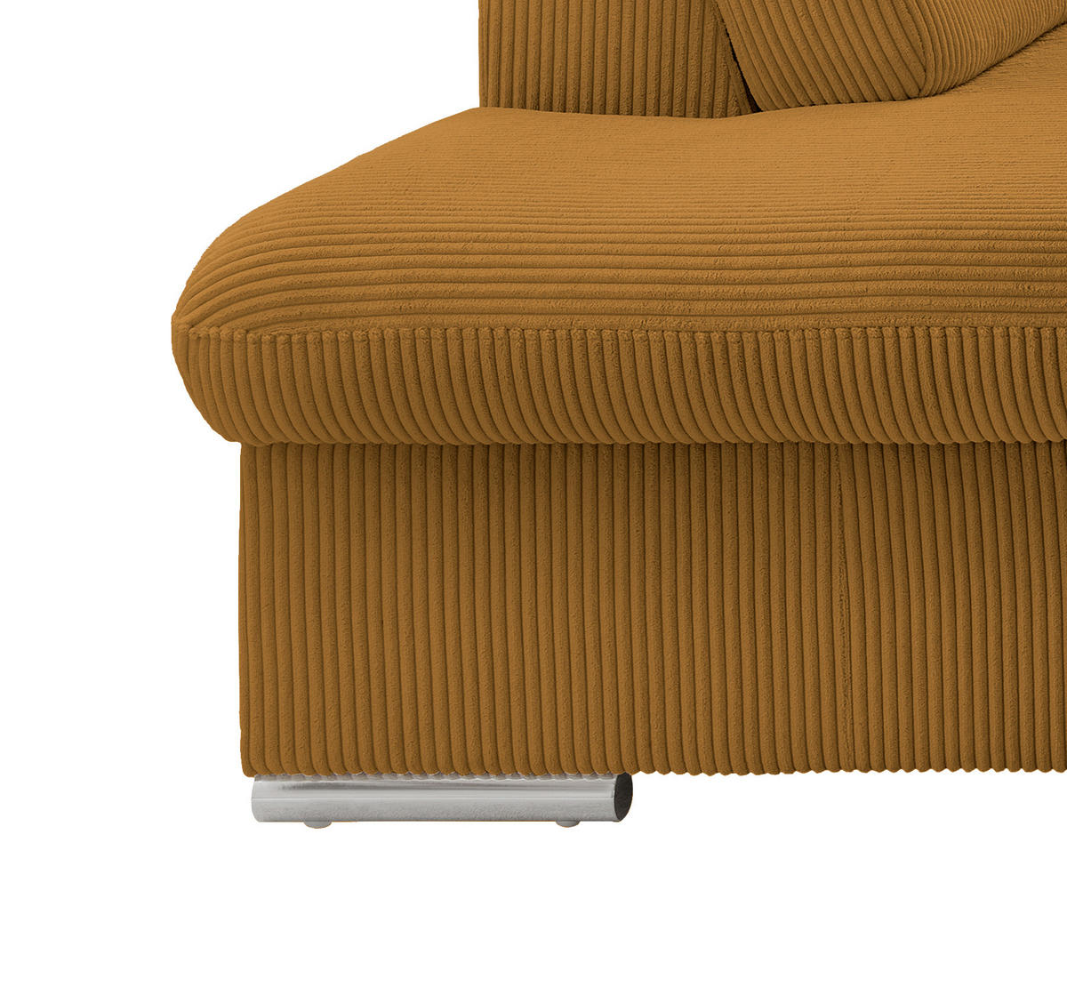 ECKSOFA in Cord Goldfarben  - Chromfarben/Goldfarben, Design, Textil/Metall (228/283cm) - Livetastic