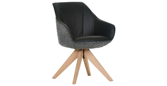 ARMLEHNSTUHL in Chenille, Lederlook - Eichefarben/Anthrazit, KONVENTIONELL, Holz/Textil (60/83/65cm) - Landscape