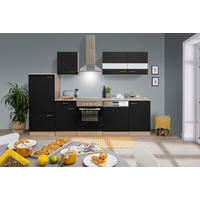 KÜCHENLEERBLOCK 280/200/60 cm   in Schwarz  - Edelstahlfarben/Eichefarben, Basics, Holzwerkstoff/Metall (280/200/60cm) - Respekta
