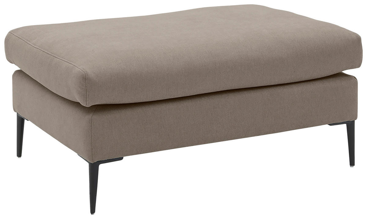 HOCKER in Textil Taupe  - Taupe/Schwarz, Modern, Textil/Metall (100/43/69cm) - Trendmanufaktur