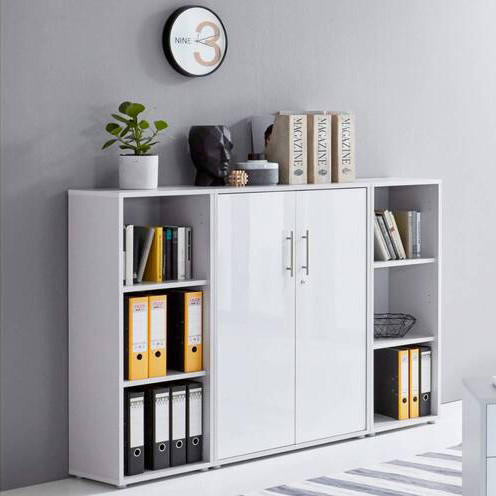 AKTENSCHRANK Grau, Weiß Hochglanz  - Weiß Hochglanz/Grau, MODERN, Holzwerkstoff (173/114/33cm) - MID.YOU