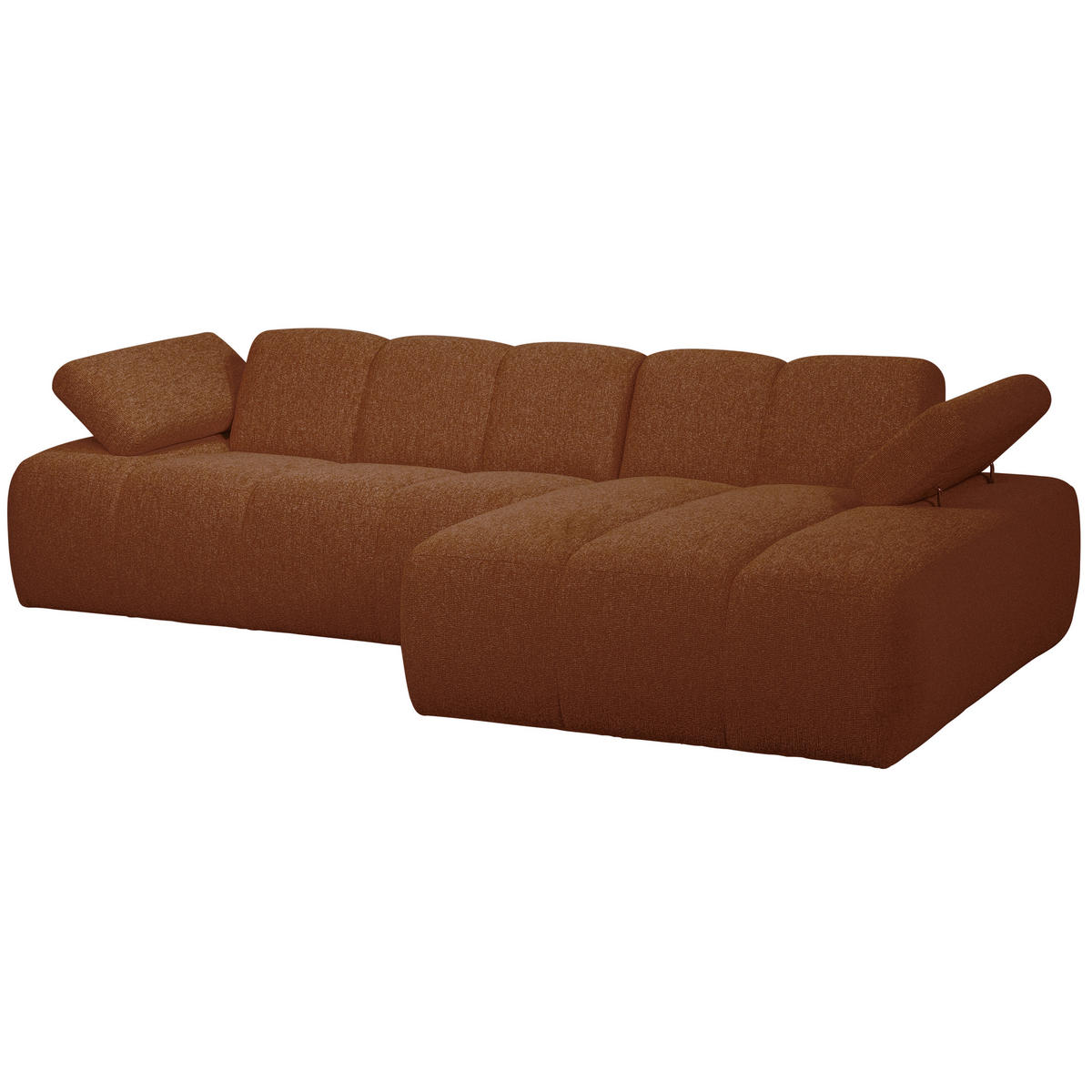ECKSOFA Mojo in Bouclé Rostfarben Armteilverstellung  284/160 cm  - Rostfarben/Schwarz, MODERN, Kunststoff/Textil (284/160cm) - Livetastic